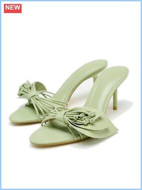 Women's Floral Stiletto Slide Sandals Open Toe Wedding Party Heels